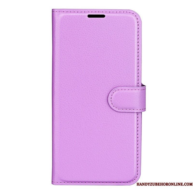 Flip Case voor Sony Xperia 10 IV Klassiek Lychee Kunstleer