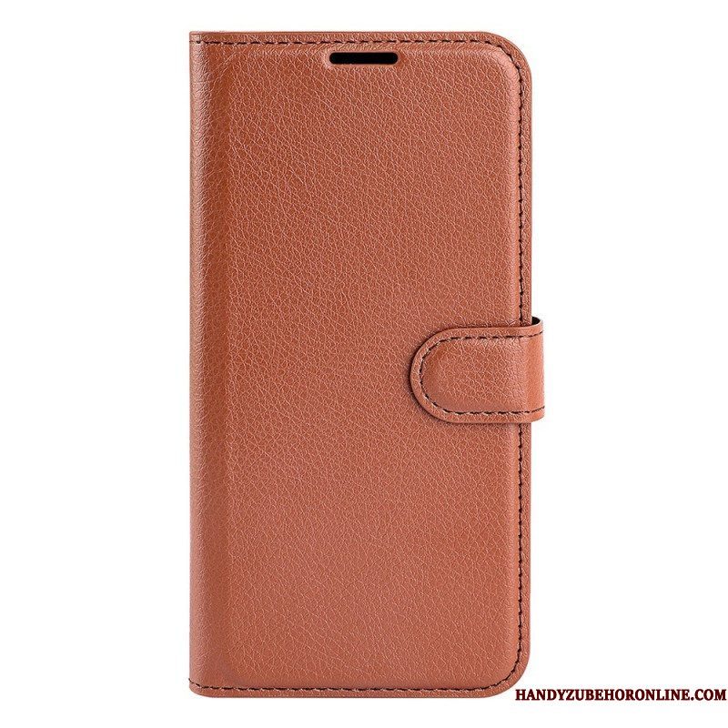 Flip Case voor Sony Xperia 10 IV Klassiek Lychee Kunstleer