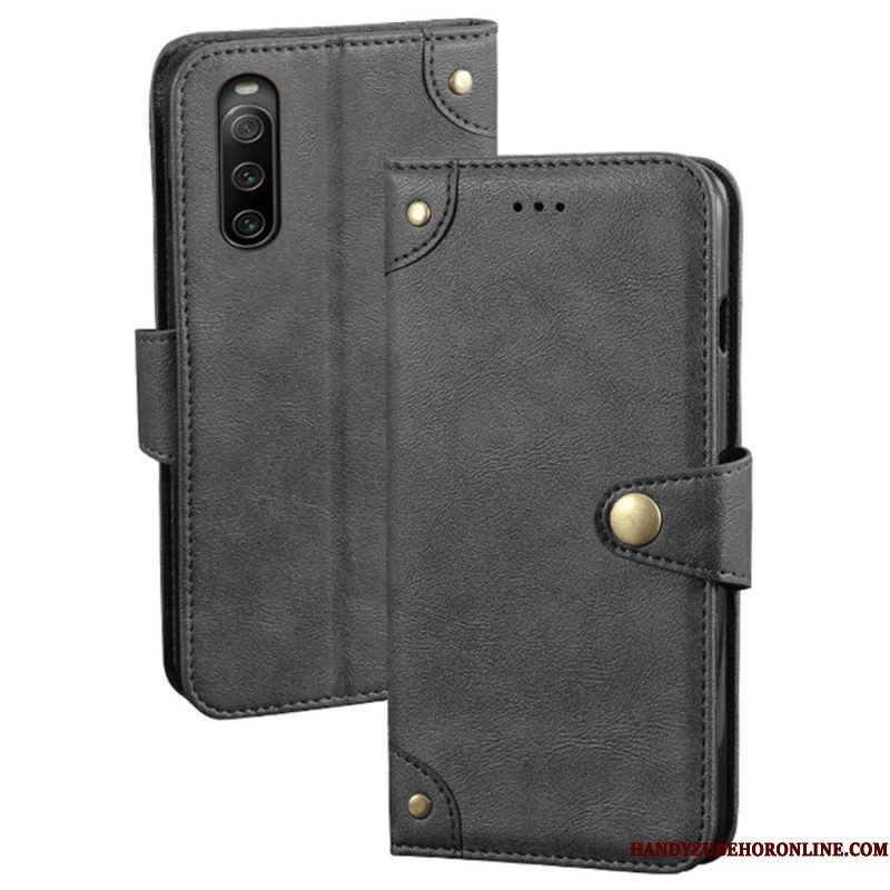 Flip Case voor Sony Xperia 10 IV Leerstijl Met Klinknagels Idewei