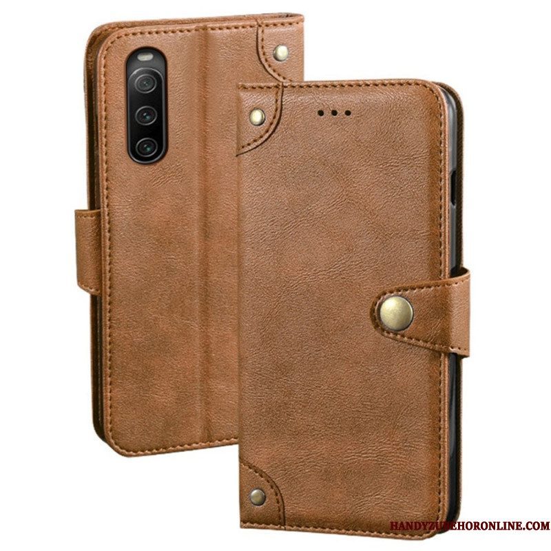 Flip Case voor Sony Xperia 10 IV Leerstijl Met Klinknagels Idewei