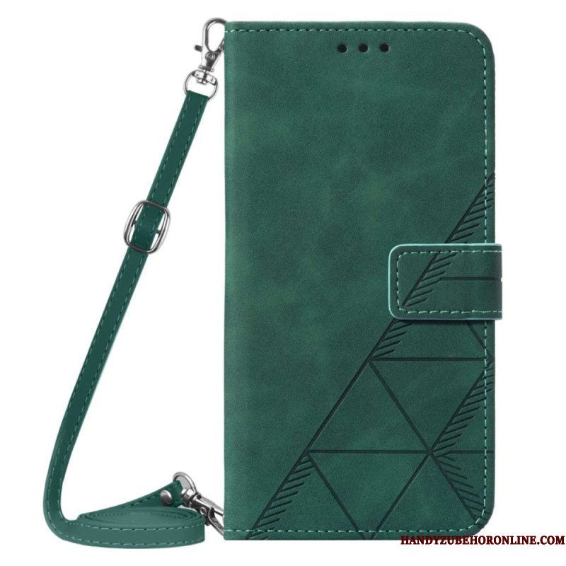 Flip Case voor Sony Xperia 5 IV Driehoekenpatroon Met Schouderriem