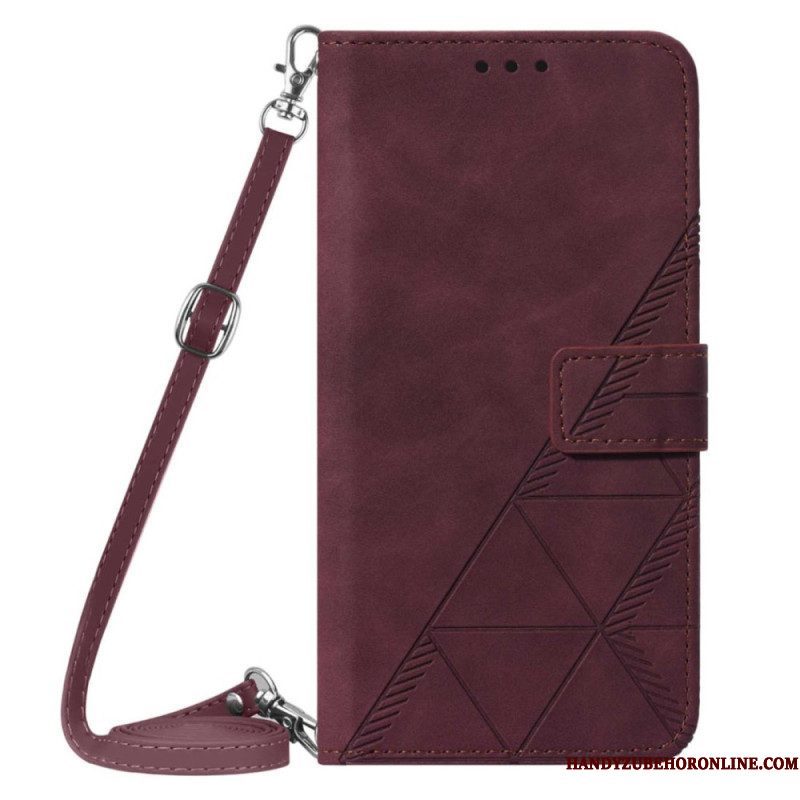 Flip Case voor Sony Xperia 5 IV Driehoekenpatroon Met Schouderriem