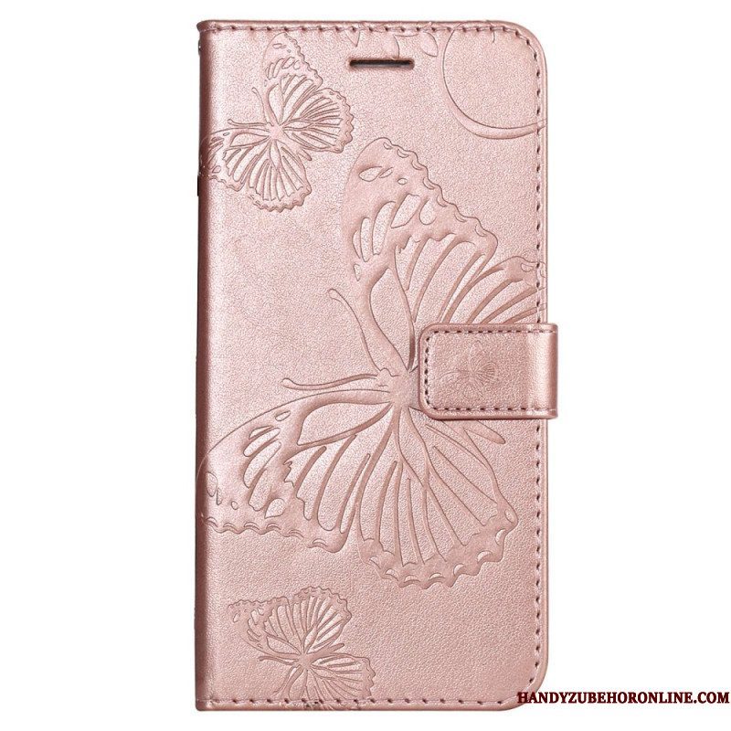 Flip Case voor Sony Xperia 5 IV Met Ketting Gigantische Riemvlinders