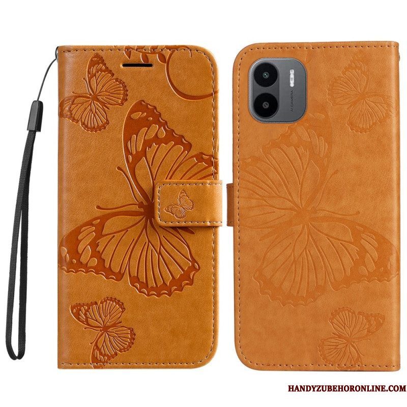 Flip Case voor Xiaomi Redmi A1 Met Ketting Gigantische Riemvlinders