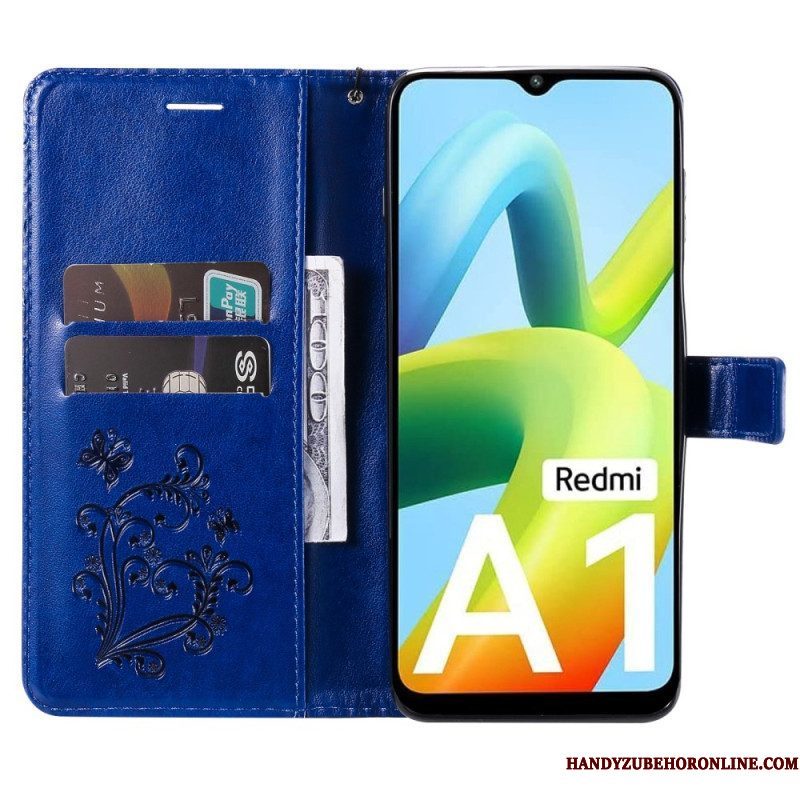 Flip Case voor Xiaomi Redmi A1 Met Ketting Gigantische Riemvlinders