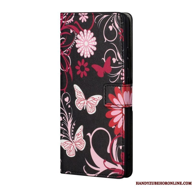 Flip Case voor Xiaomi Redmi Note 11 / 11S Vlinders En Bloemen