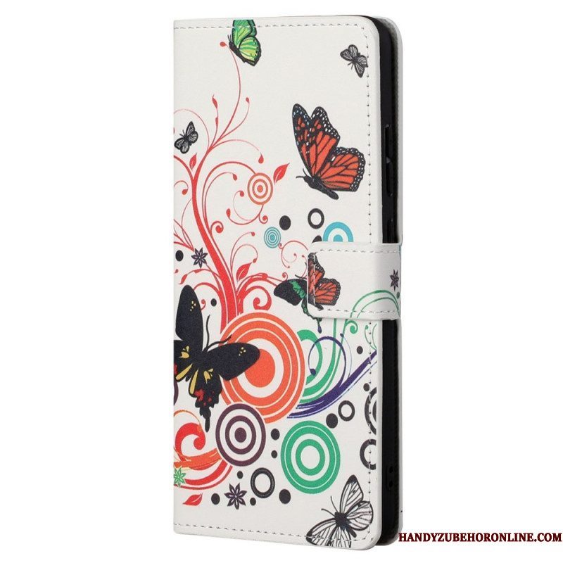 Flip Case voor Xiaomi Redmi Note 11 / 11S Vlinders En Bloemen