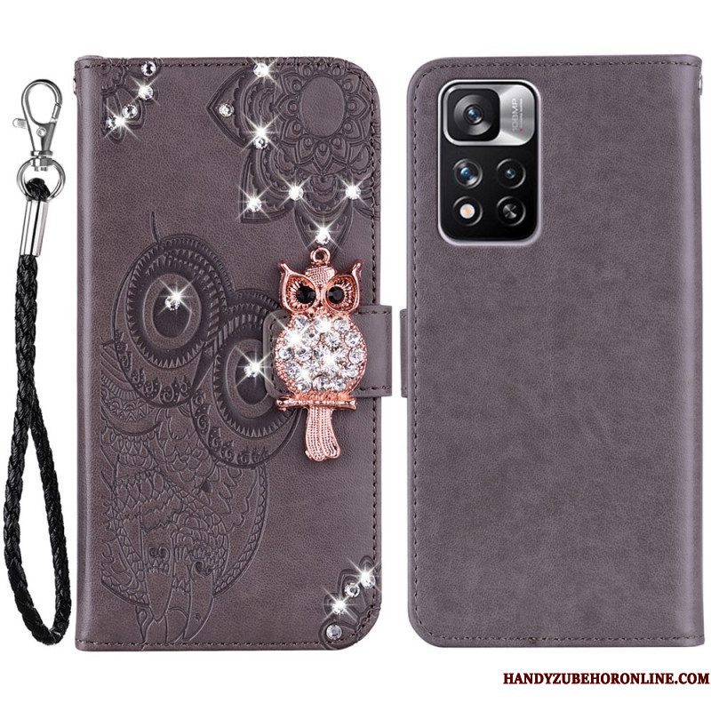 Flip Case voor Xiaomi Redmi Note 11 Pro Plus 5G Uil Mandala En Charme