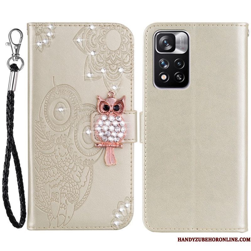 Flip Case voor Xiaomi Redmi Note 11 Pro Plus 5G Uil Mandala En Charme