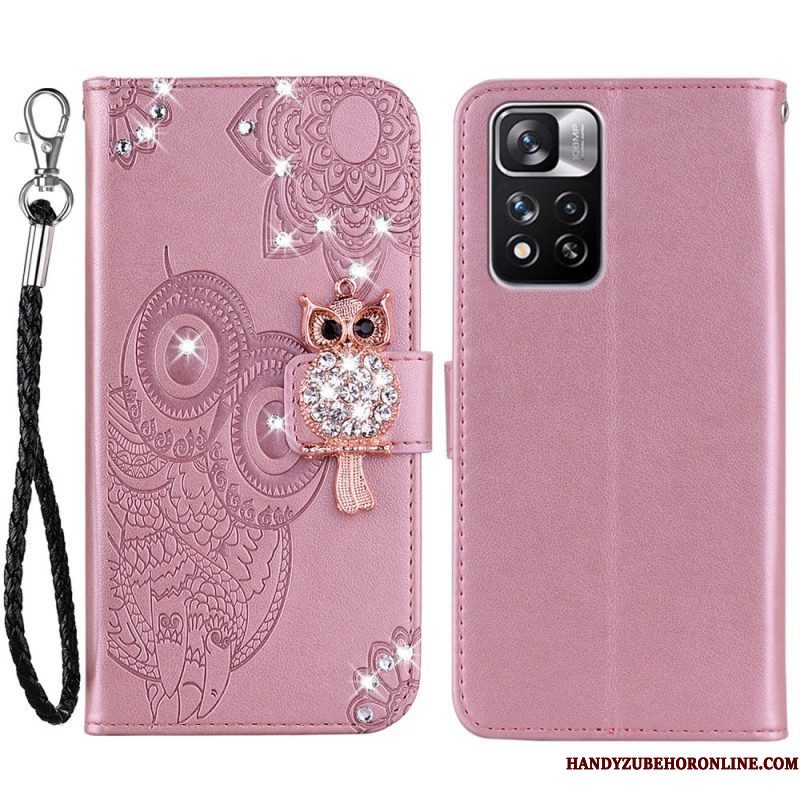 Flip Case voor Xiaomi Redmi Note 11 Pro Plus 5G Uil Mandala En Charme