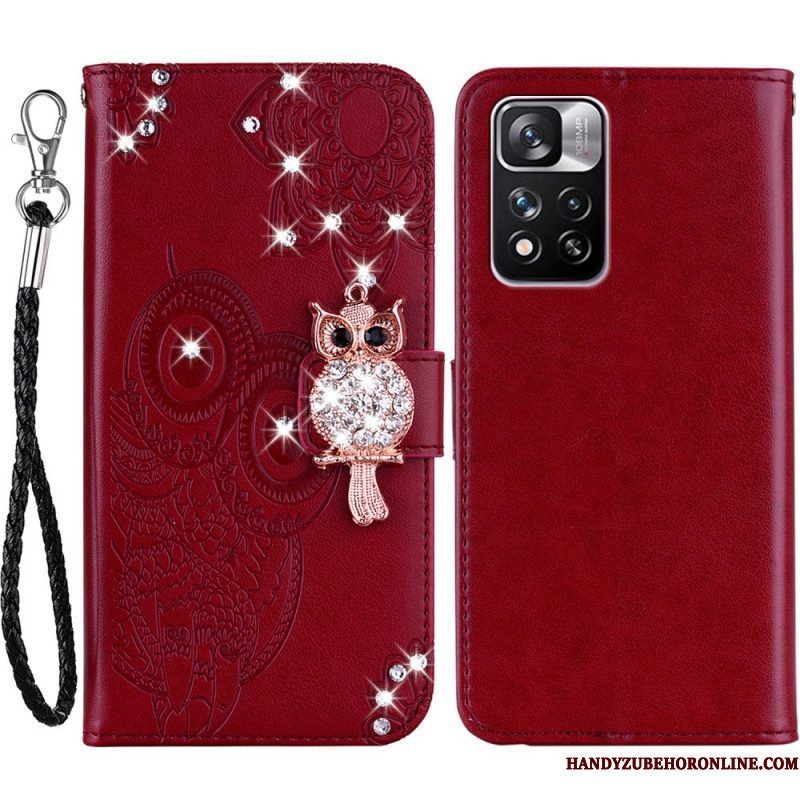 Flip Case voor Xiaomi Redmi Note 11 Pro Plus 5G Uil Mandala En Charme