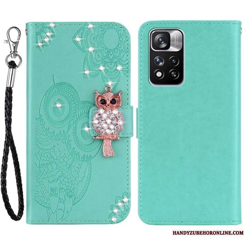 Flip Case voor Xiaomi Redmi Note 11 Pro Plus 5G Uil Mandala En Charme