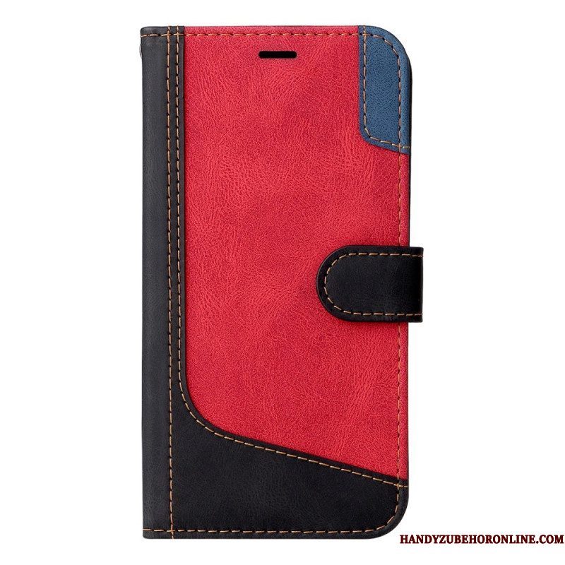 Flip Case voor Xiaomi Redmi Note 12 5G Met Ketting Driekleurige Riem