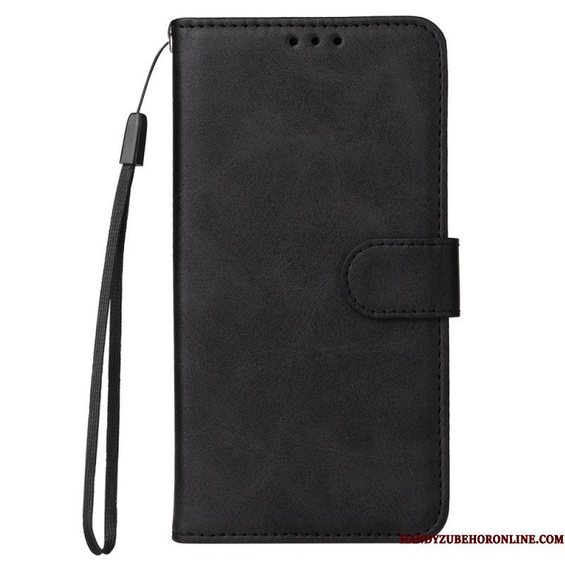 Flip Case voor Xiaomi Redmi Note 12 5G Met Ketting Effen Met Bandje