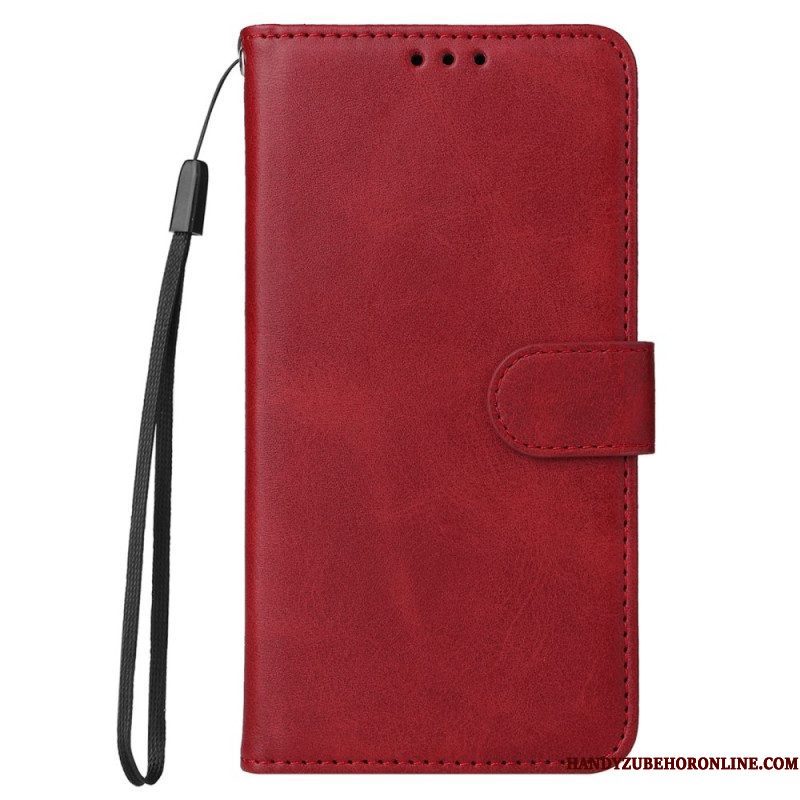 Flip Case voor Xiaomi Redmi Note 12 5G Met Ketting Effen Met Bandje