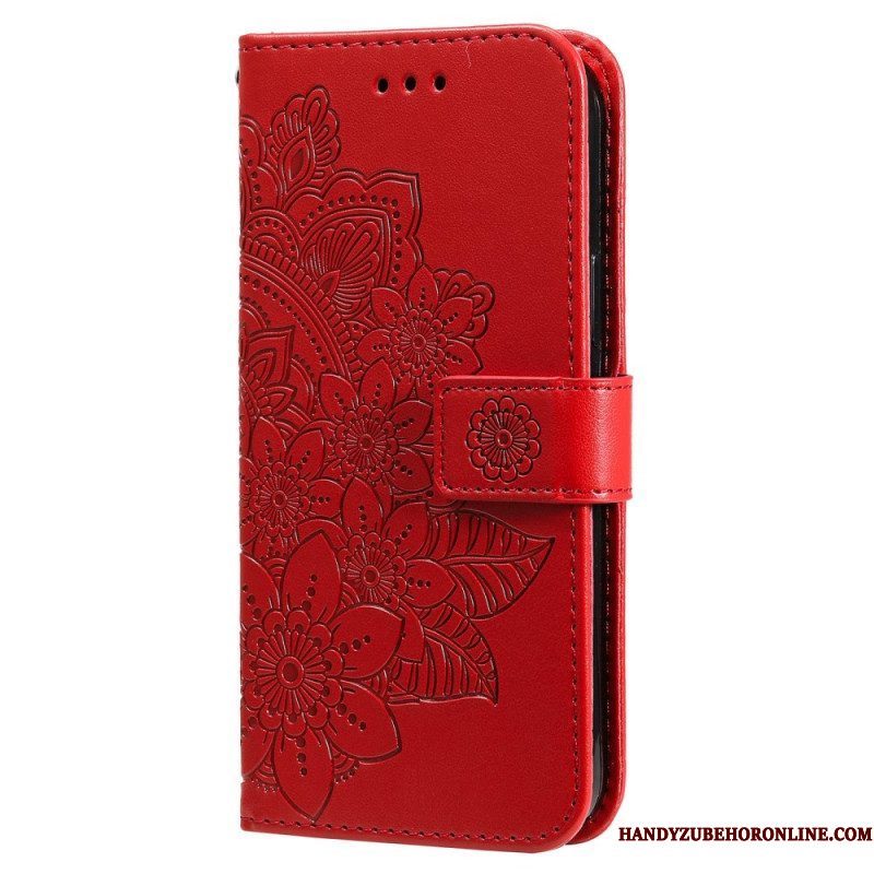 Flip Case voor Xiaomi Redmi Note 12 Pro Met Ketting Riem Bloem Mandala