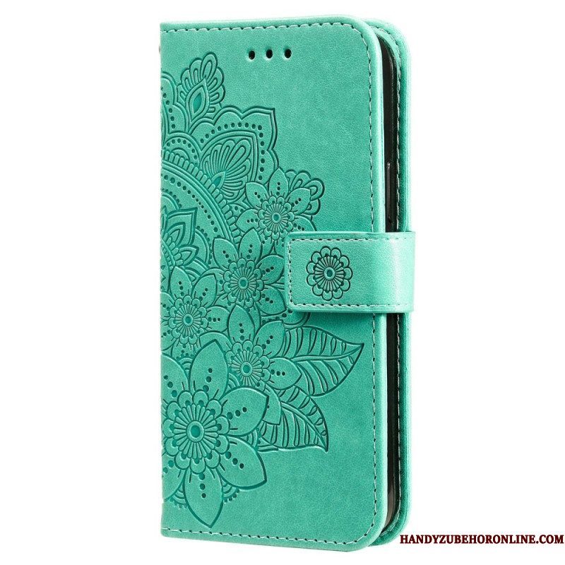 Flip Case voor Xiaomi Redmi Note 12 Pro Met Ketting Riem Bloem Mandala