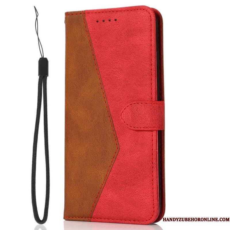 Flip Case voor Xiaomi Redmi Note 12 Pro Met Ketting Tweekleurige Riem