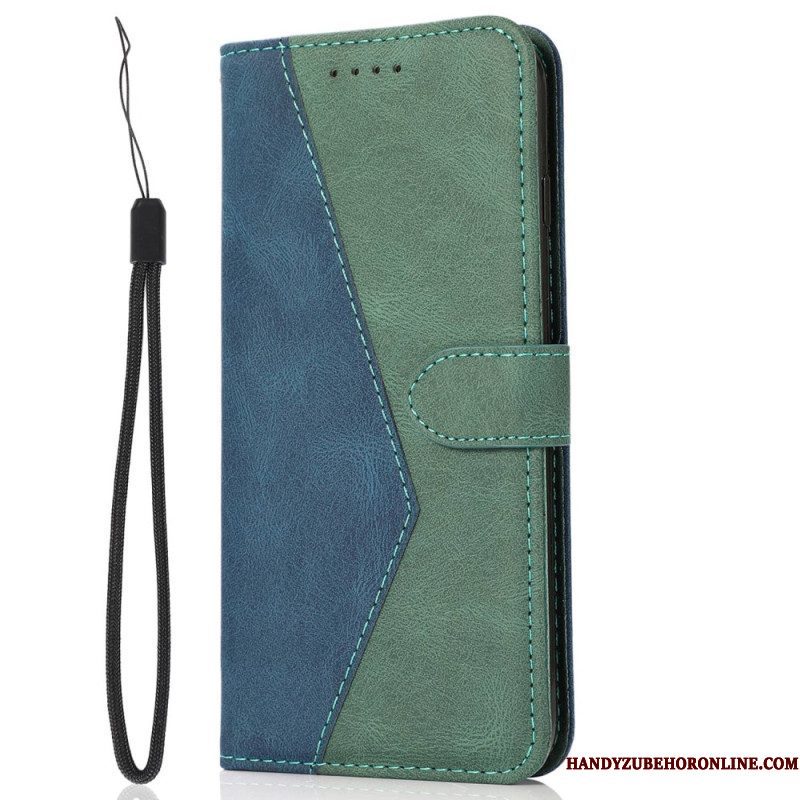 Flip Case voor Xiaomi Redmi Note 12 Pro Met Ketting Tweekleurige Riem