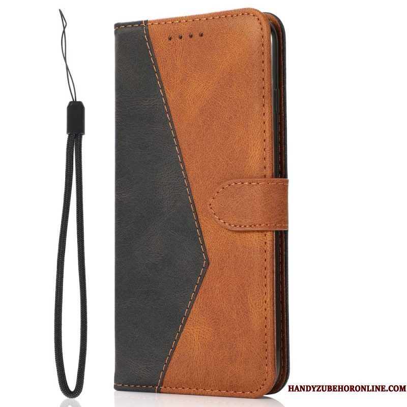 Flip Case voor Xiaomi Redmi Note 12 Pro Met Ketting Tweekleurige Riem