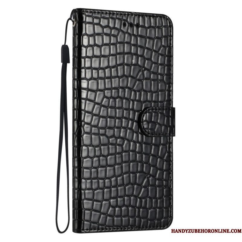 Flip Case voor iPhone 15 Plus Krokodilstijl Met Riem