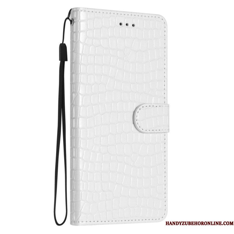 Flip Case voor iPhone 15 Plus Krokodilstijl Met Riem