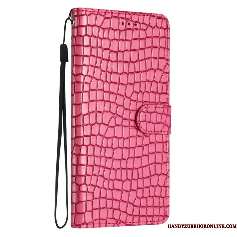 Flip Case voor iPhone 15 Plus Krokodilstijl Met Riem