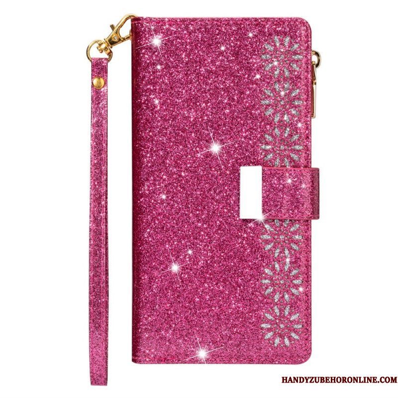 Flip Case voor iPhone 15 Pro Max Glitter Met Portemonnee