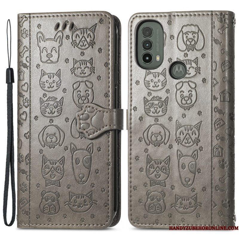 Folio-hoesje voor Moto E40 / E30 / E20 Geanimeerde Dieren