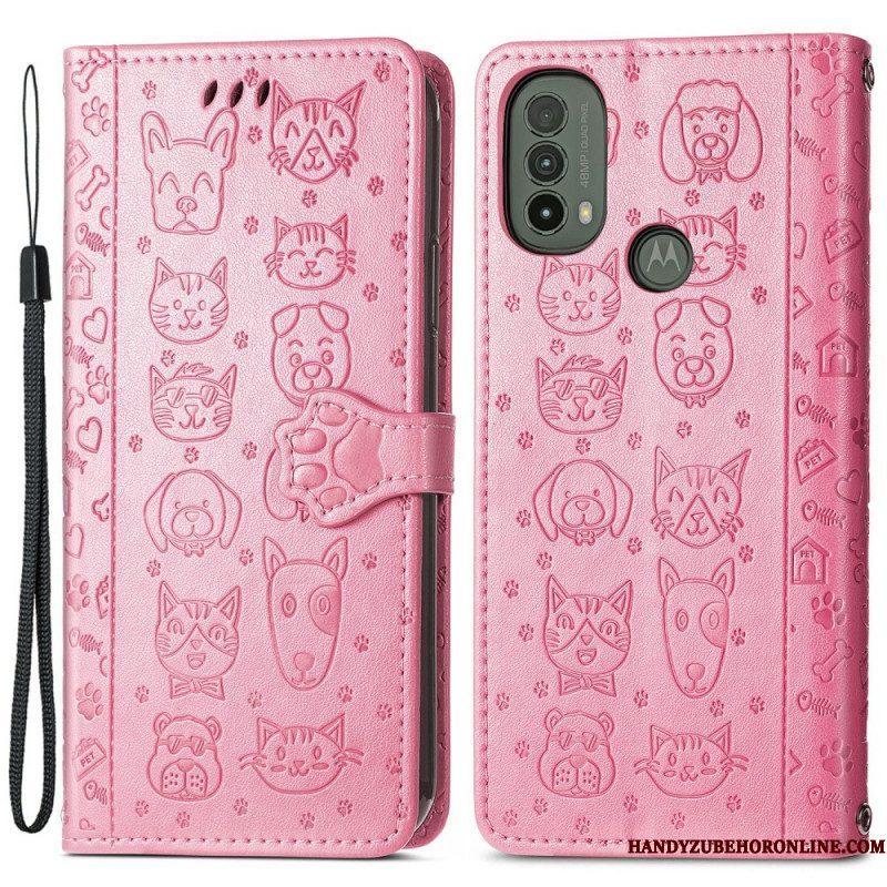 Folio-hoesje voor Moto E40 / E30 / E20 Geanimeerde Dieren