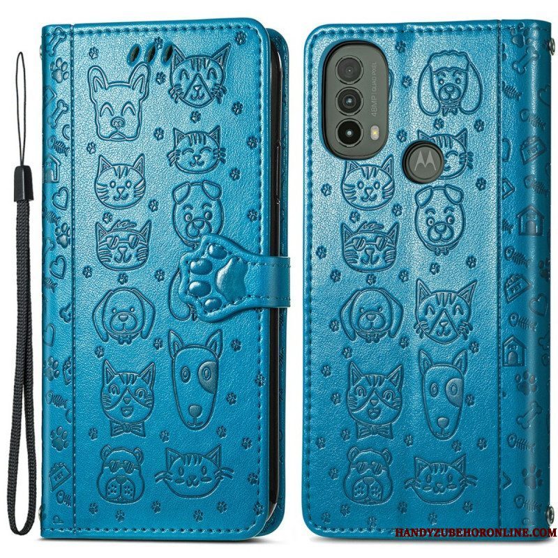 Folio-hoesje voor Moto E40 / E30 / E20 Geanimeerde Dieren