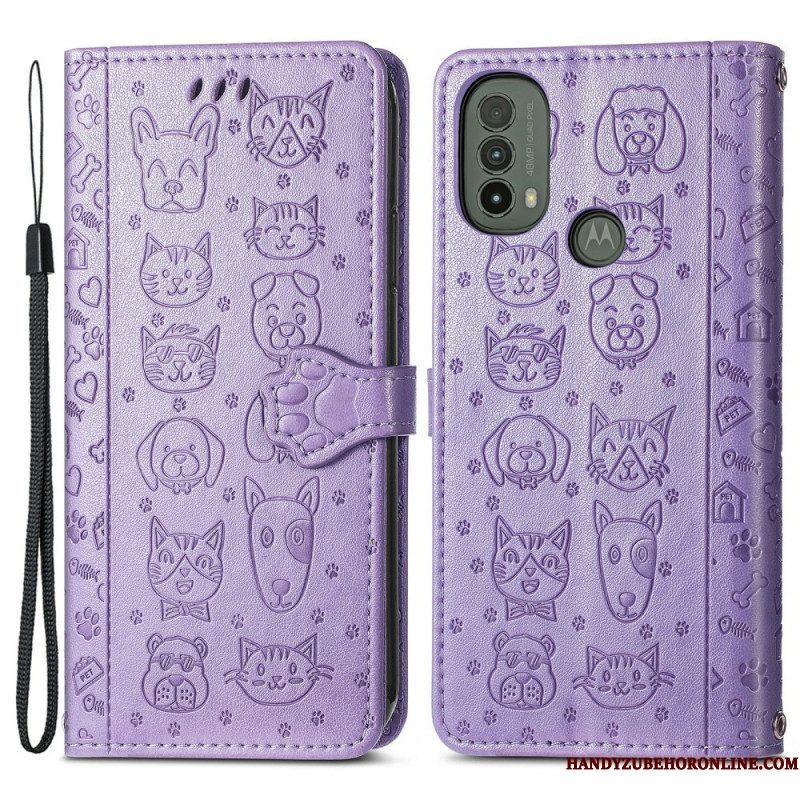 Folio-hoesje voor Moto E40 / E30 / E20 Geanimeerde Dieren