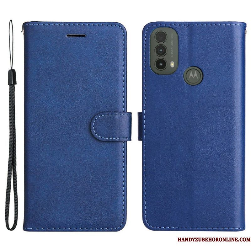 Folio-hoesje voor Moto E40 / E30 / E20 Met Ketting Strappy Leereffect