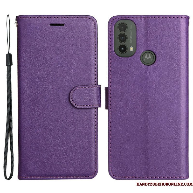 Folio-hoesje voor Moto E40 / E30 / E20 Met Ketting Strappy Leereffect