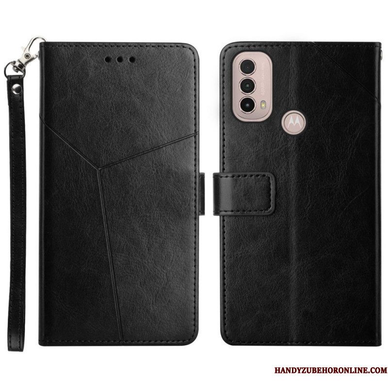 Folio-hoesje voor Moto E40 / E30 / E20 Stijl Leer Geo Y Design