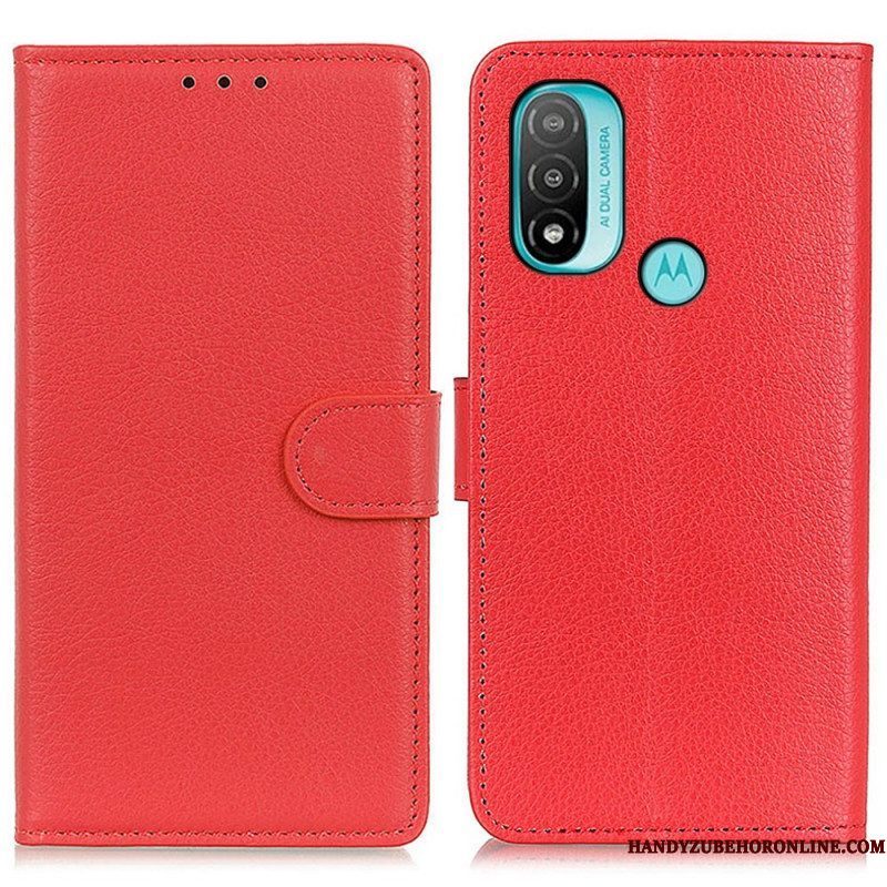 Folio-hoesje voor Moto E40 / E30 / E20 Traditioneel Lychee