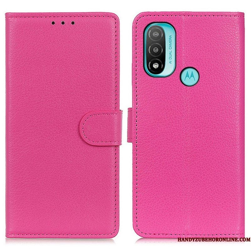 Folio-hoesje voor Moto E40 / E30 / E20 Traditioneel Lychee