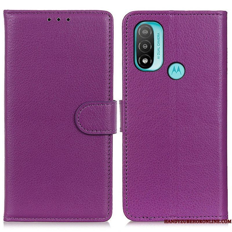 Folio-hoesje voor Moto E40 / E30 / E20 Traditioneel Lychee