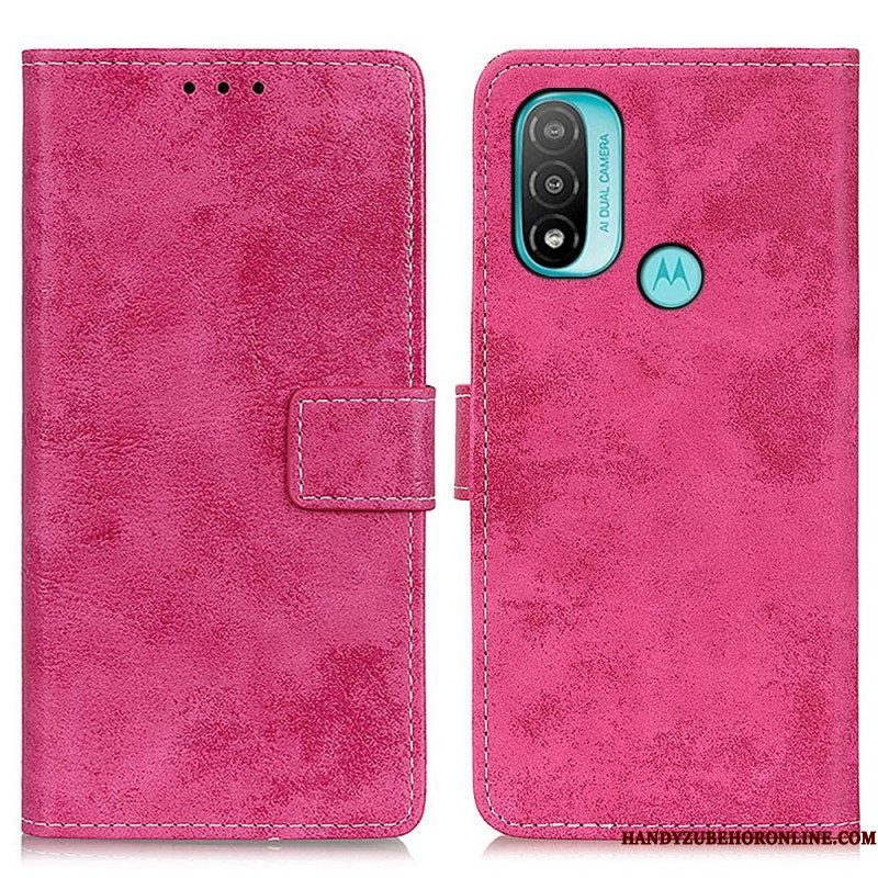 Folio-hoesje voor Moto E40 / E30 / E20 Vintage Leereffect