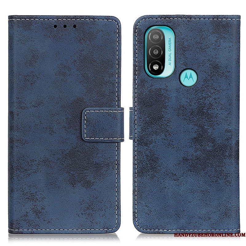 Folio-hoesje voor Moto E40 / E30 / E20 Vintage Leereffect