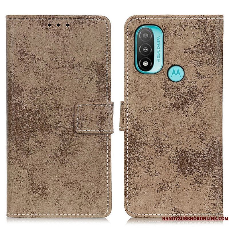 Folio-hoesje voor Moto E40 / E30 / E20 Vintage Leereffect