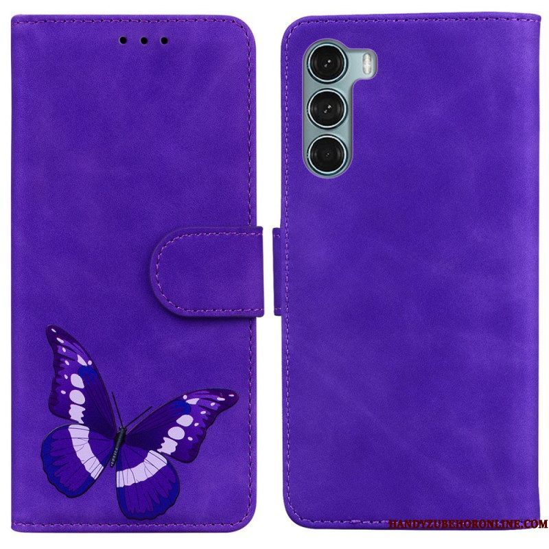 Folio-hoesje voor Moto G200 5G Huid-aanraking Vlinder