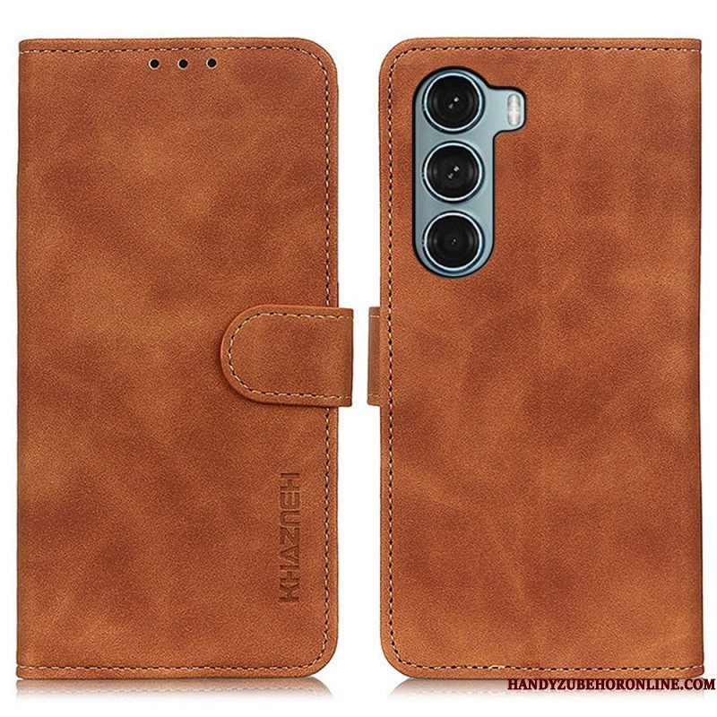 Folio-hoesje voor Moto G200 5G Khazneh Vintage Leereffect