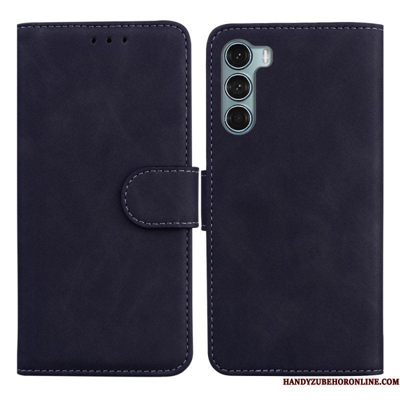 Folio-hoesje voor Moto G200 5G Monochroom Leereffect