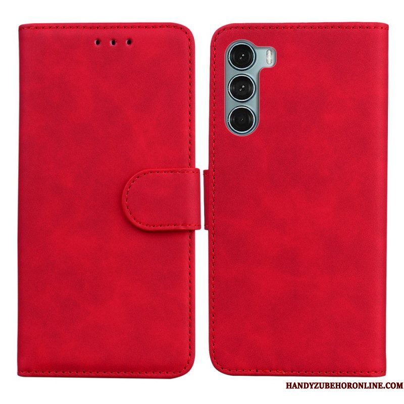 Folio-hoesje voor Moto G200 5G Monochroom Leereffect