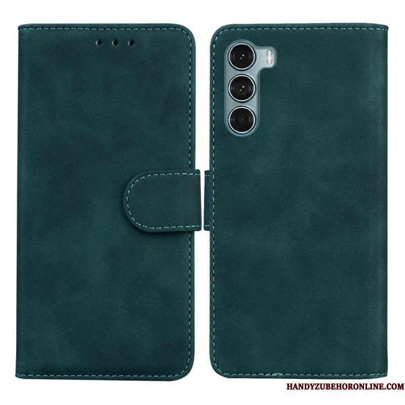 Folio-hoesje voor Moto G200 5G Monochroom Leereffect