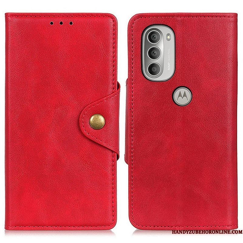 Folio-hoesje voor Moto G51 5G Vintage Kunstleer En Knop