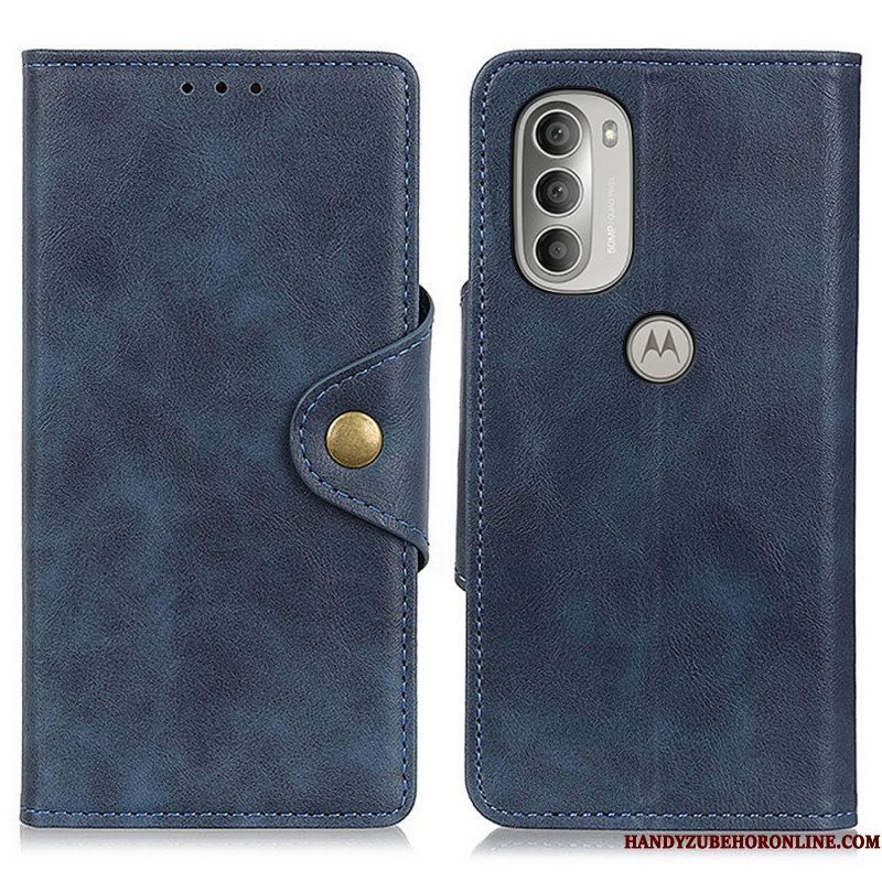 Folio-hoesje voor Moto G51 5G Vintage Kunstleer En Knop