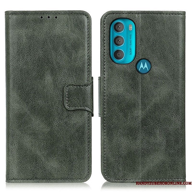 Folio-hoesje voor Moto G71 5G Omkeerbare Sluiting Met Leereffect