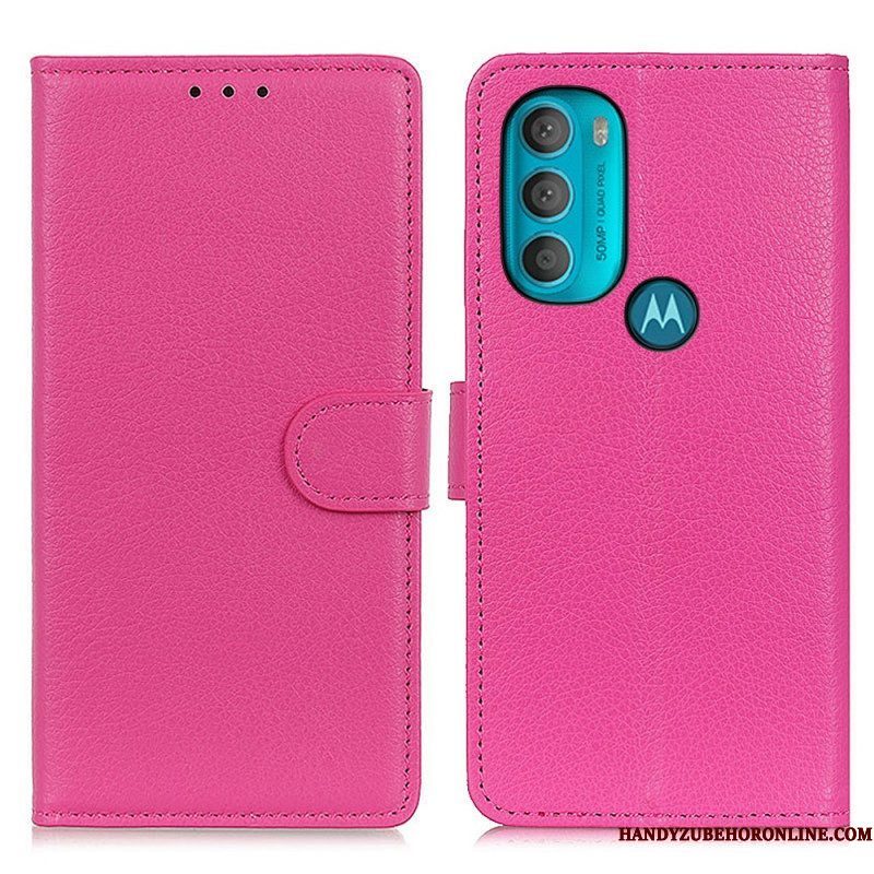 Folio-hoesje voor Moto G71 5G Traditioneel Lychee